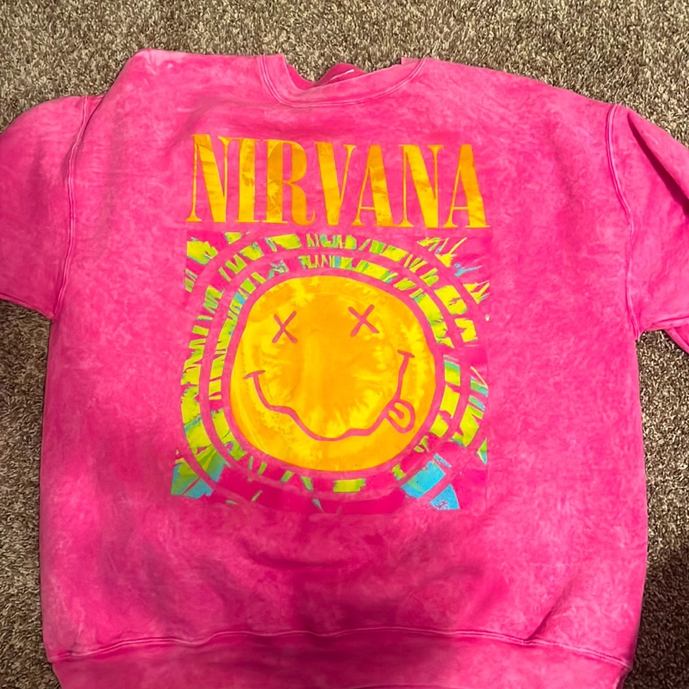 Urban Outfitters Nirvana smiley sweatshirt pink